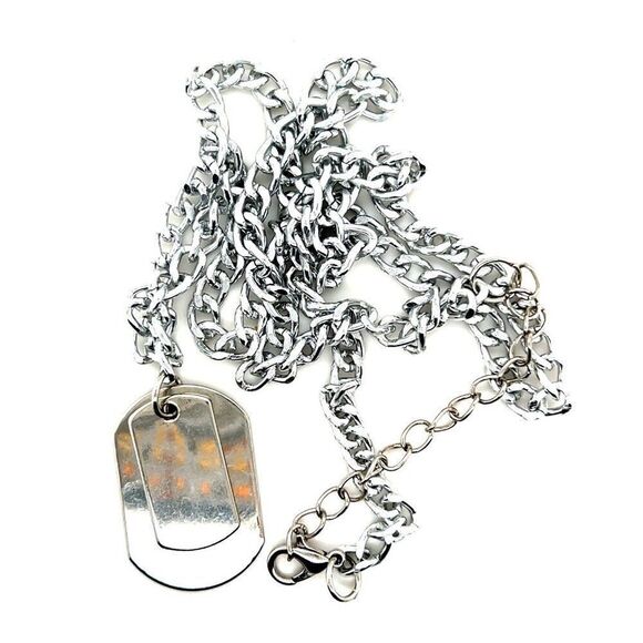 Silver Plated Dog Tag Necklace - Picture 2 of 3